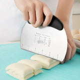 Stainless Steel Pastry Scraper Effortless Dough Cutting Tool with Measuring Scale Black