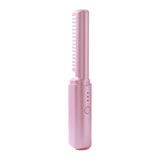 Portable Hair Straightener Comb Rechargeable Mini Hair Straightener Pink