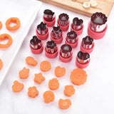 Mini Vegetable Cutter Shapes Set Stainless Steel Biscuit Molds Cookie Pastry Stamps Mold for Kids Baking Pink