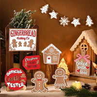 12Pcs Wooden Gingerbread Man Ornaments Christmas Tree Hanging Pendants Xmas Party Decor