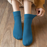 3 Pairs of Warm Plush Thermal Socks Thick Winter Snow Boot Socks for Women Blue