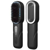 Cordless Hair Straightener Brush Portable Heated Straightening Comb Black