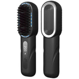 Cordless Hair Straightener Brush Portable Heated Straightening Comb Black