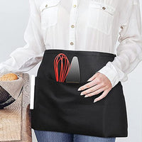 2Pcs Server Short Aprons with 3 Pockets Waterdrop Resistant Waist Apron for Waitress Waiter