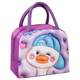 Kids Cute Insulated Lunch Bag 3D Cartoon Meal Tote Bag Purple