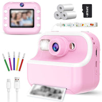 1080P Kids Instant Print Camera Dual Lens Digital Camera Christmas Birthday Presents Pink