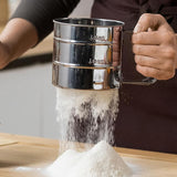 Stainless Steel Flour Sifter One Hand Press Crank Sifter for Powdered Sugar Shaker Duster Baking Tool