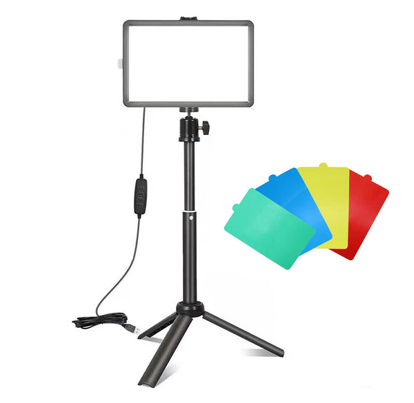 Rotatable USB LED Selfie Video Fill Light Kit Dimmable Photography Lighting with 4 Color Filters for Live Streaming