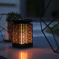 Solar  Flickering Flame Lantern Light Circular Hollowed-out Decorative Hanging Lights Garden Patio Deck Yard Decor