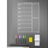 Magnetic Acrylic Weekly Calendar for Fridge Clear Dry Erase Planner Board Set Style 1