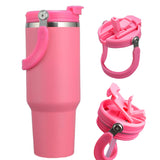 30 oz Insulated Tumbler wit Lid and Straw Vacuum Double Walled Water Bottle Pink