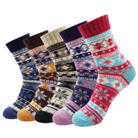 5 Pairs of Knitting Women Socks Winter Warm Vintage Soft Thick Socks Style 2