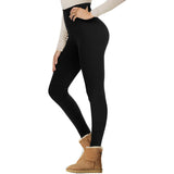 Fleece Lined Leggings Women High Waisted Winter Yoga Pants Tummy Control for Hiking Workout Black