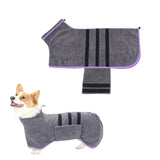 Dog Bathrobe Towel Dog Drying Coat Fast Drying Absorbent Pet Dog Bath Robe Grey