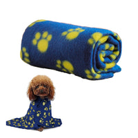 Pet Blanket Dog Paw Print Warm Blankets Soft Sleep Mat Bed Cover for Kitten Puppy Small Animals Blue