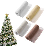 26cm x 10 Yards Christmas Decor Mesh Rolls Plastic Net Ribbon for Wreath Making Decorations 4 Rolls Style 2