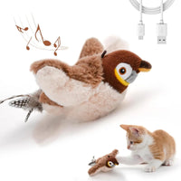 Cat Squeaky Toys Rechargeable Interactive Cat  Toy Touch Activated Kitten Plush Pet Toys Brown