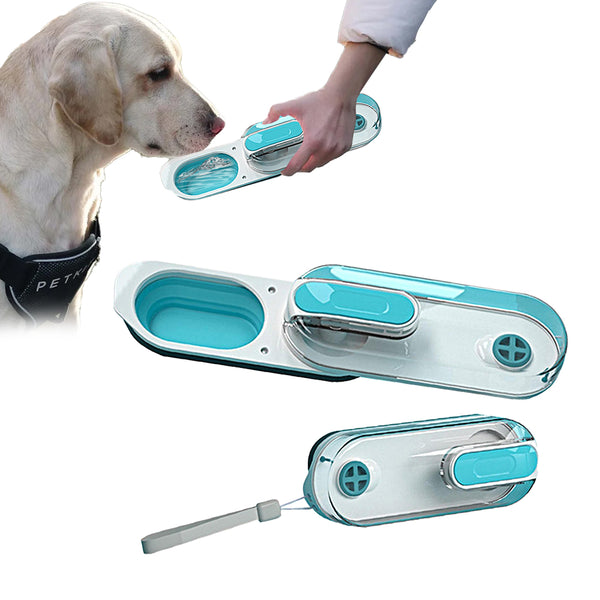 350ml Foldable Pet Dog Water Bottle Leak-proof Water Feeder for Travel Walking Hiking Blue