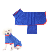 Dog Bathrobe Towel Dog Drying Coat Fast Drying Absorbent Pet Dog Bath Robe Blue