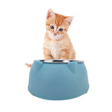 Tilted Dog Food Bowl Stainless Steel Cat Dog Feeder Blue