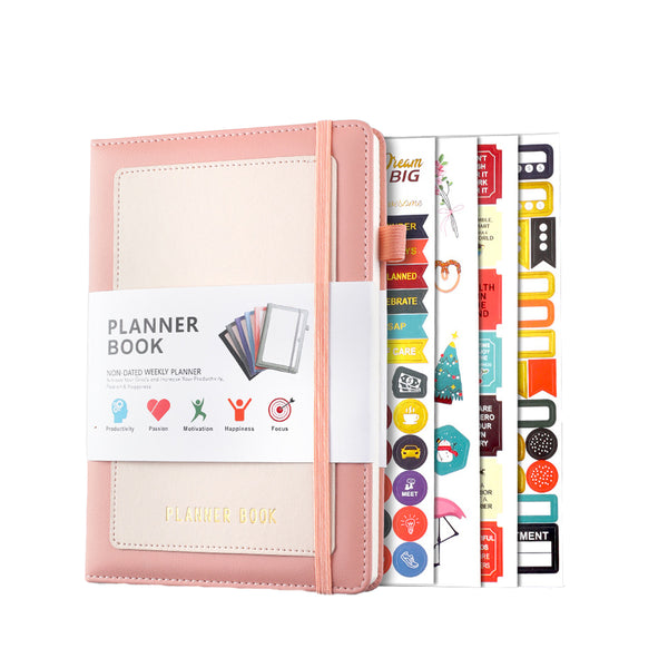 Yearly Monthly Weekly Planner with Tabs Life Planner Organizer Notebook to Hit Your Goals Pink