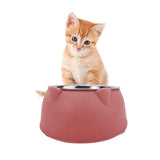 Tilted Dog Food Bowl Stainless Steel Cat Dog Feeder Pink