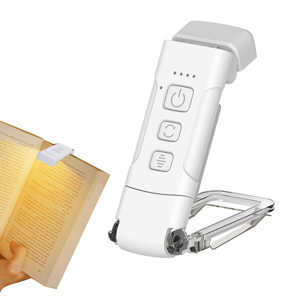 Rechargeable Reading Light with Timer Adjustable Clip-on Bookmark Light White