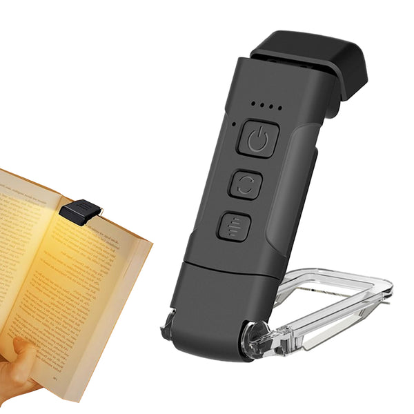 Rechargeable Reading Light with Timer Adjustable Clip-on Bookmark Light Black