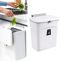 9L Hanging Kitchen Trash Can with Sliding Lid Under Sink Garbage Can White