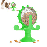 Interactive Pet Treats Dispenser Toy 360 Degrees Rotating Windmill Toy Slow Dog Cat Feeder Green