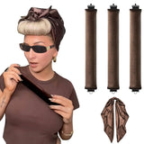 Heatless Overnight Curlers Set No Heat Curling Headband with Rods for Long Hair Brown