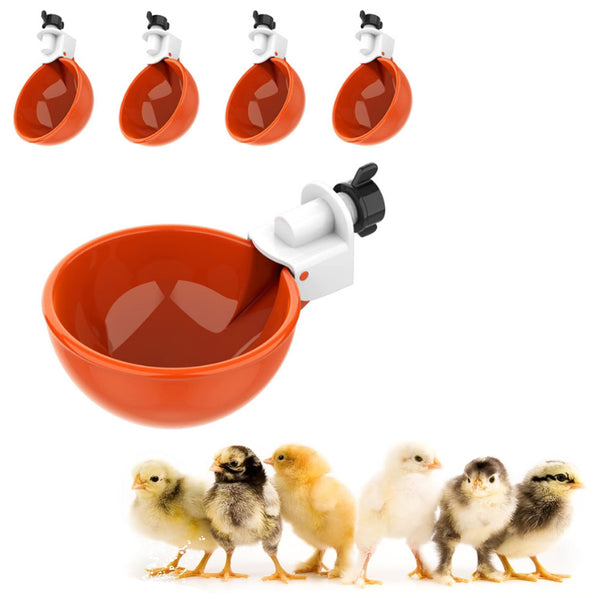 5Pcs Automatic Chicken Waterer Cups Water Feeder for Chicks Duck Goose Orange