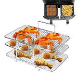 3-Tier Air Fryer Rack Stainless Steel Toast Rack Compatible with Ninja DZ201 DZ401