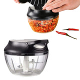 Easy Pull String Chopper Mincer Manual Mixer Slicer Dicer Blender Cutter Shredder for Onion Garlic