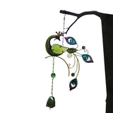 Peacock Wind Chimes Glass Hanging Wind Bell Outdoor Garden Decor Green