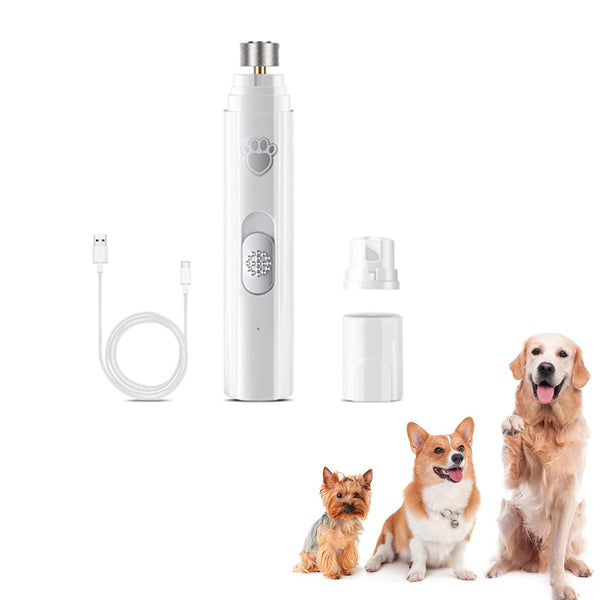 Pet Dog Electric Nail Grinder Rechargeable Nail Trimmers Clipper White