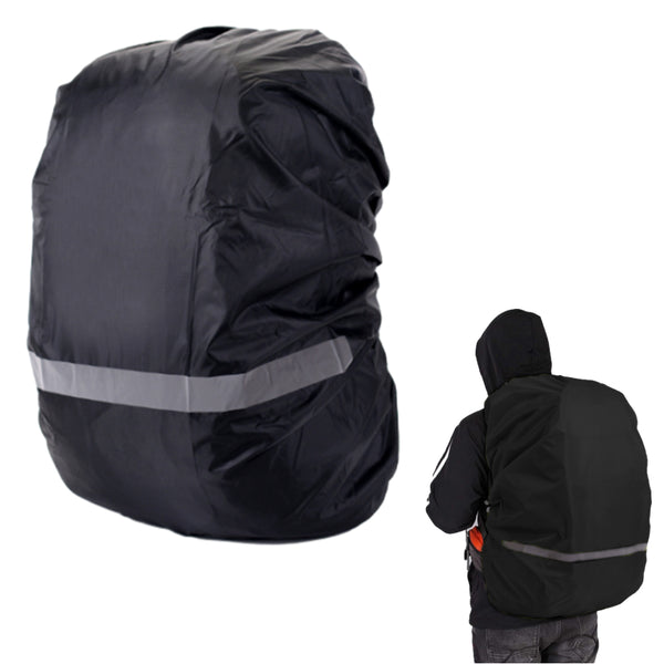 Hi-Visibility Backpack Rain Cover with Reflective Strip Waterproof Backpack Cover Black