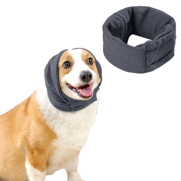 Dog Calming Ear Wraps Ear Protection Cover Pet Dog Head Muff Dark Gray