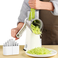 5-in-1Rotary Vegetable Chopper with Handle Hand Crank  Fruit Shredder Kitchen Gadget White