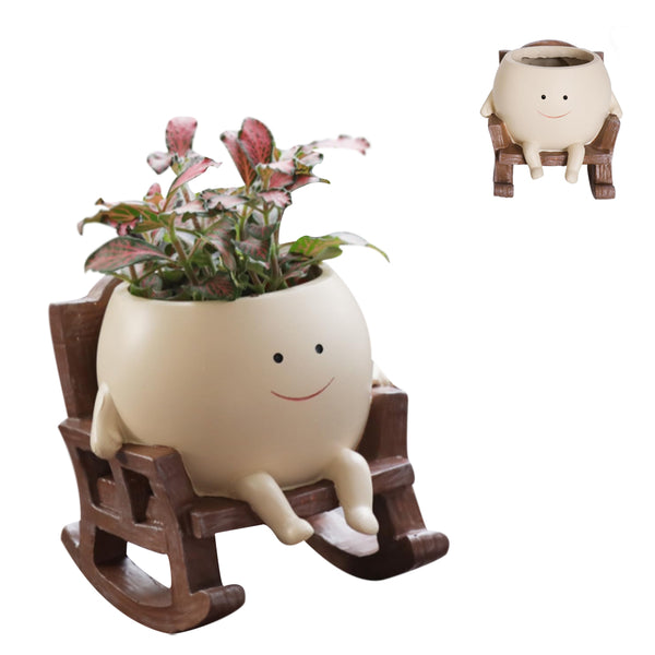 Smily Face Planter Pot Cute Resin Flower Succulent Plant Pot