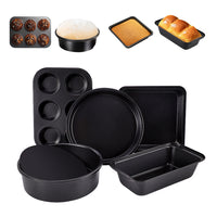 5Pcs Set Baking Pans Nonstick Bakeware Set Black