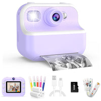 1080P Kids Instant Print Camera Dual Lens Digital Camera Christmas Birthday Presents Purple