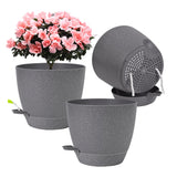 Set of 3Pcs Self Watering Planters for Indoor Plants with Drainage Hole Plastic Pots for Flowers Succulents Gray