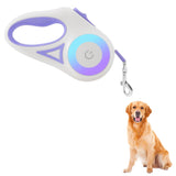 5M RGB Light Pet Leads Retractable Traction Rope Pet Cat Dog Leash Purple