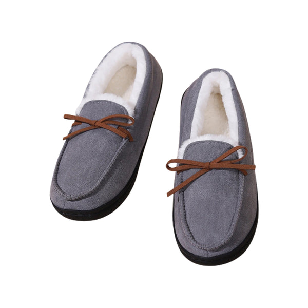 Winter Warm Sherpa Moccasin Slippers Comfy Ladies Women Casual Shoes Grey