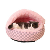 Winter Warm Pet Bed Cat and Dog Nest Plush Semi-Closed Pet Bed Sofa Pink