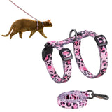 Adjustable Cat Harness and Leash Set Escape Proof Strap for Walking Travel Pink