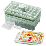 56-Grid Ice Cube Tray with Lid and Scoop 2-Tire Plastic Ice Cube Mold Green