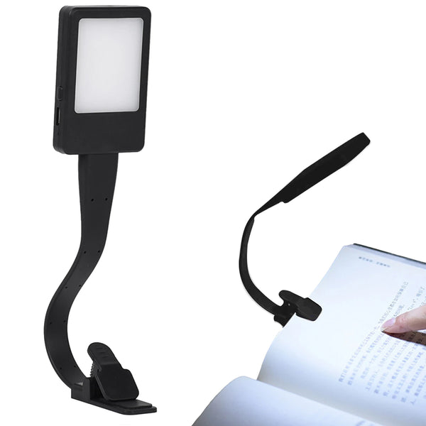 Flexible LED Book Reading Light Clip On Bed Desk Table Lamp USB Rechargeable Black