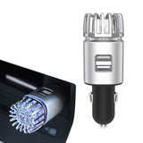 12V Car Air Purifier Car Air Freshener with Dual USB Charger Port Silver